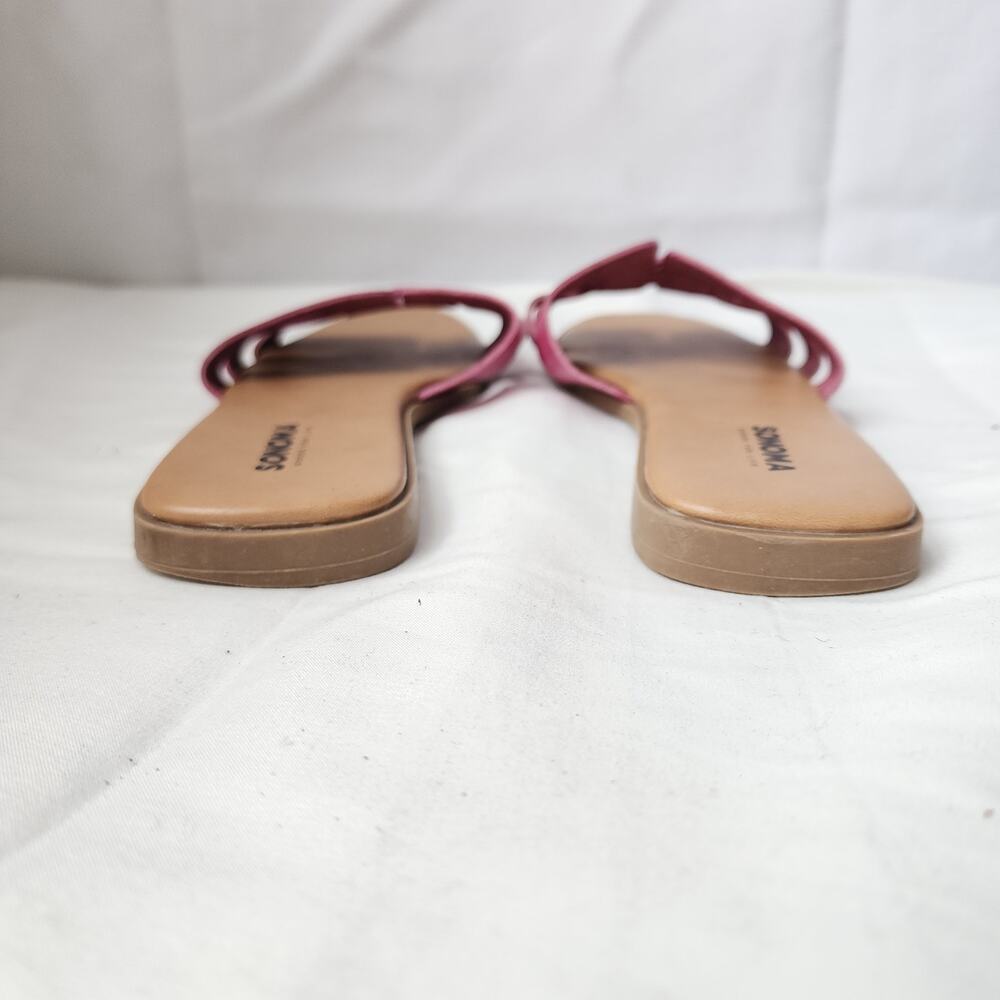 Sonoma Women's Vibrant Pink Slip-On Leather Upper Sandals Size 9 Women